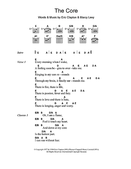 Preview Eric Clapton The Core Rock sheet music, notes and chords for Lyrics & Chords, SKU: 108380 sheet music, piano notes, chords, guitar tabs, score, transpose, transcribe, how to play, guide, download, learn, tutorial, progression, song, artist, awards, billboard, mtv, vh1, tour, single, album, release