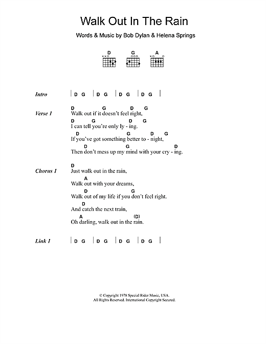 Preview Eric Clapton Walk Out In The Rain Rock sheet music, notes and chords for Lyrics & Chords, SKU: 108638 sheet music, piano notes, chords, guitar tabs, score, transpose, transcribe, how to play, guide, download, learn, tutorial, progression, song, artist, awards, billboard, mtv, vh1, tour, single, album, release