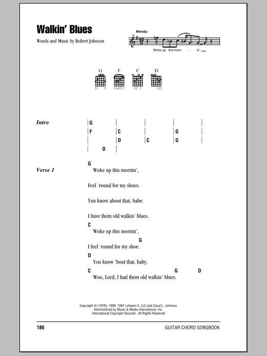 Preview Eric Clapton Walkin' Blues Pop sheet music, notes and chords for Lyrics & Chords, SKU: 79516 Download Eric Clapton Walkin' Blues sheet music and printable PDF score & Pop music notes