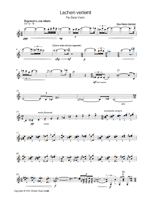 Download Esa-Pekka Salonen Lachen Verlernt sheet music and printable PDF score & Classical music notes