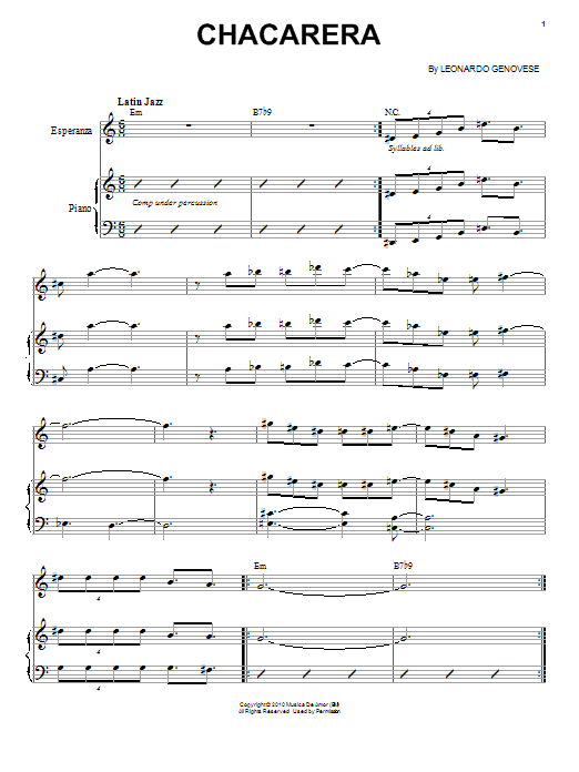 Download Esperanza Spalding Chacarera sheet music and printable PDF score & Jazz music notes