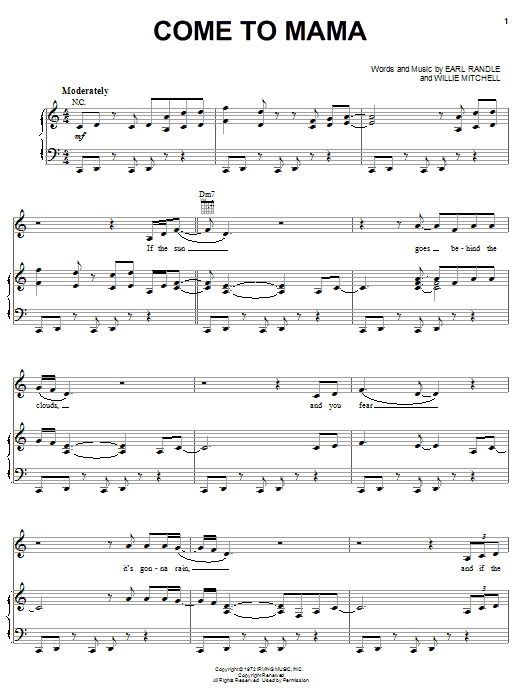 Preview Etta James Come To Mama Pop sheet music, notes and chords for Piano, Vocal & Guitar (Right-Hand Melody), SKU: 62699 sheet music, piano notes, chords, guitar tabs, score, transpose, transcribe, how to play, guide, download, learn, tutorial, progression, song, artist, awards, billboard, mtv, vh1, tour, single, album, release