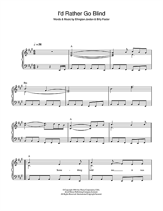 Preview Etta James I'd Rather Go Blind Soul sheet music, notes and chords for Piano, Vocal & Guitar, SKU: 14613 sheet music, piano notes, chords, guitar tabs, score, transpose, transcribe, how to play, guide, download, learn, tutorial, progression, song, artist, awards, billboard, mtv, vh1, tour, single, album, release