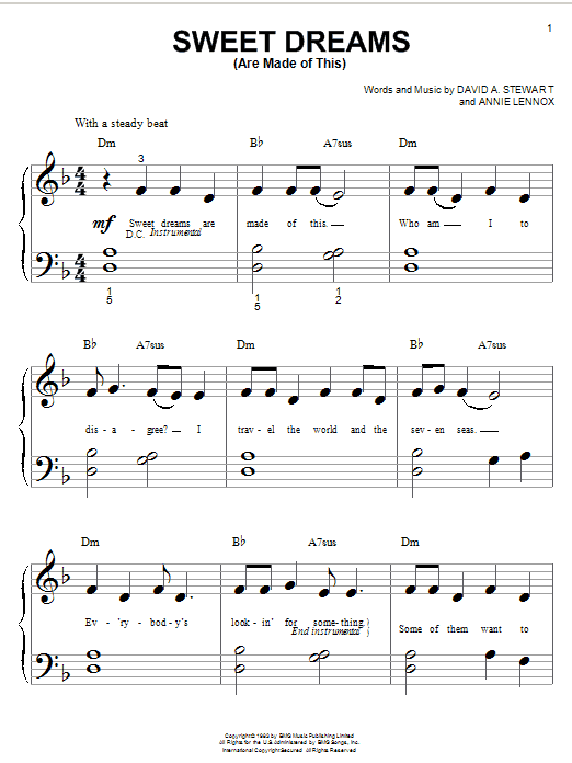 Eurythmics Sweet Dreams Are Made Of This Sheet Music Download Printable Pop Pdf Flute Solo Score Sku 187904