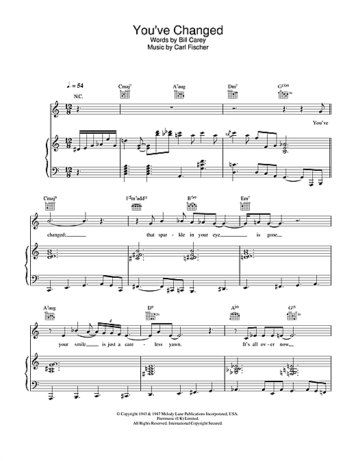 Preview Eva Cassidy You've Changed Jazz sheet music, notes and chords for Melody Line, Lyrics & Chords, SKU: 28284 sheet music, piano notes, chords, guitar tabs, score, transpose, transcribe, how to play, guide, download, learn, tutorial, progression, song, artist, awards, billboard, mtv, vh1, tour, single, album, release