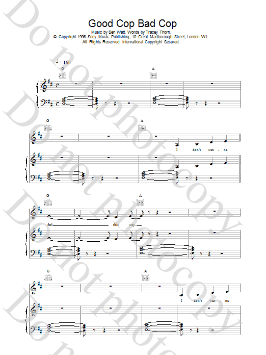 Download Everything But The Girl Good Cop Bad Cop sheet music and printable PDF score & Pop music notes