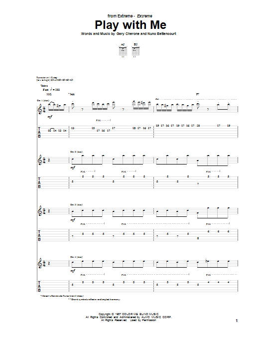 Download Extreme Play With Me sheet music and printable PDF score & Pop music notes