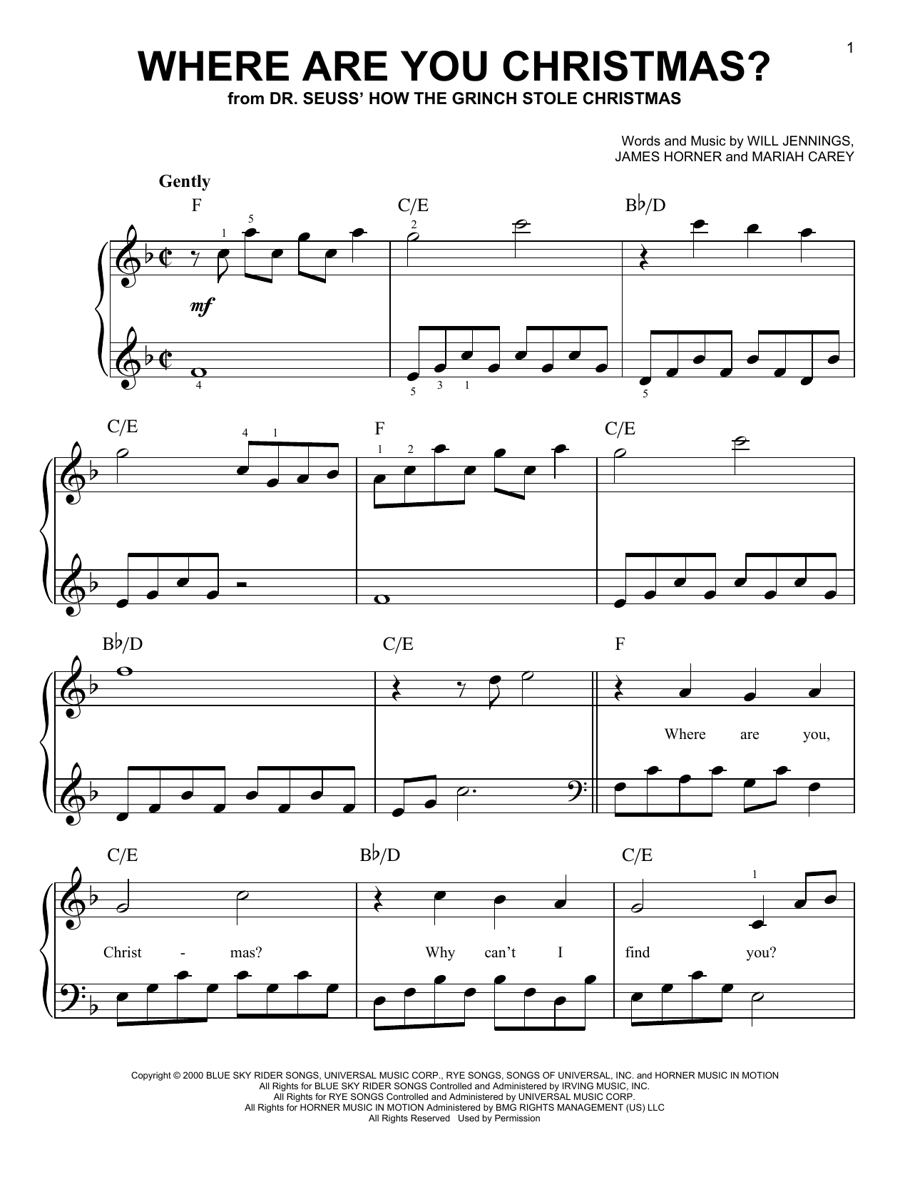 Download Faith Hill Where Are You Christmas? (from How The Grinch Stole Christmas) sheet music and printable PDF score & Film and TV music notes