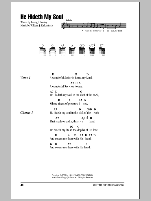 Preview Fanny J. Crosby He Hideth My Soul Hymn sheet music, notes and chords for Lyrics & Chords, SKU: 82346 Download Fanny J. Crosby He Hideth My Soul sheet music and printable PDF score & Hymn music notes