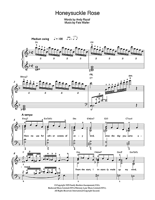 Preview Fats Waller Honeysuckle Rose Jazz sheet music, notes and chords for Guitar Tab, SKU: 48594 Download Fats Waller Honeysuckle Rose sheet music and printable PDF score & Jazz music notes