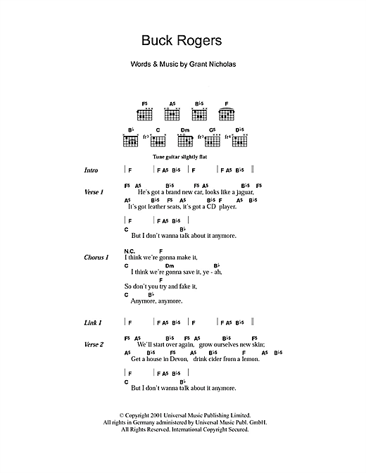 Preview Feeder Buck Rogers Rock sheet music, notes and chords for Guitar Tab, SKU: 31875 Download Feeder Buck Rogers sheet music and printable PDF score & Rock music notes