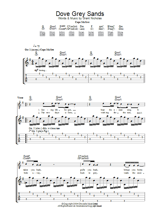 Download Feeder Dove Grey Sands sheet music and printable PDF score & Rock music notes