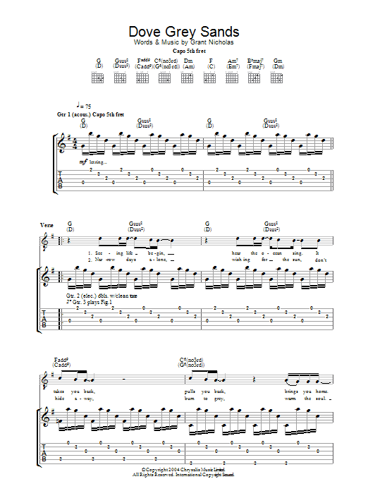 Preview Feeder Dove Grey Sands Rock sheet music, notes and chords for Guitar Tab, SKU: 31904 Download Feeder Dove Grey Sands sheet music and printable PDF score & Rock music notes