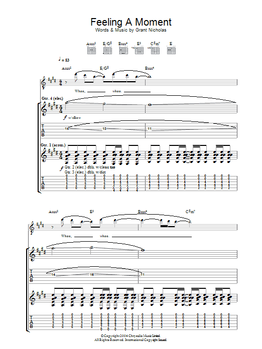 Download Feeder Feeling A Moment sheet music and printable PDF score & Rock music notes