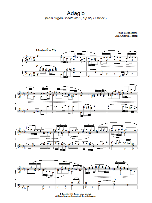 Download Felix Mendelssohn Adagio From Organ Sonata No.2, Op. 65 sheet music and printable PDF score & Classical music notes