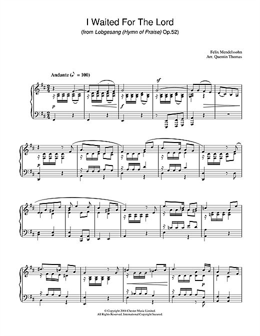 Preview Felix Mendelssohn I Waited For The Lord Classical sheet music, notes and chords for Piano, SKU: 28168 sheet music, piano notes, chords, guitar tabs, score, transpose, transcribe, how to play, guide, download, learn, tutorial, progression, song, artist, awards, billboard, mtv, vh1, tour, single, album, release