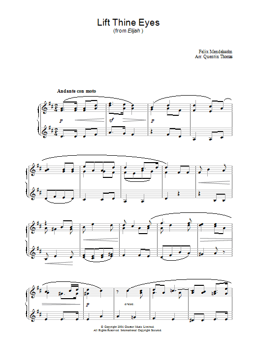 Download Felix Mendelssohn Lift Thine Eyes (from Elijah) sheet music and printable PDF score & Classical music notes