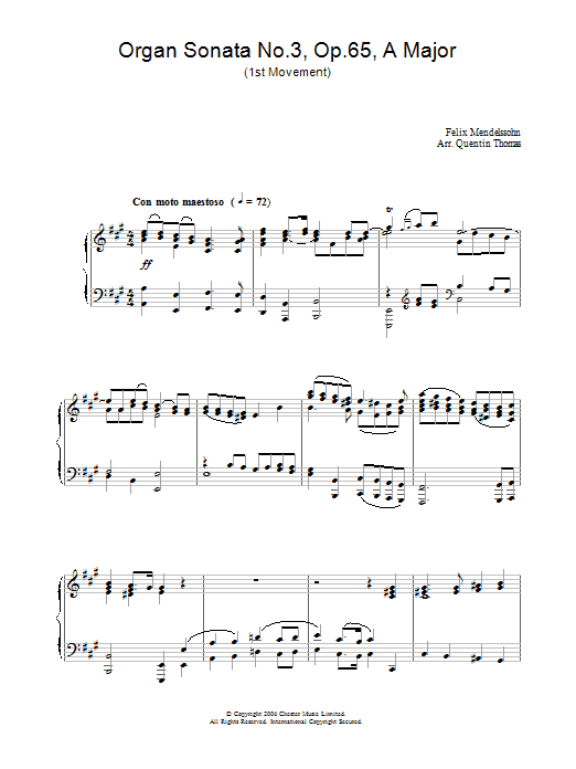 Preview Felix Mendelssohn Organ Sonata No.3, Op.65, A Major Classical sheet music, notes and chords for Piano, SKU: 28173 Download Felix Mendelssohn Organ Sonata No.3, Op.65, A Major sheet music and printable PDF score & Classical music notes