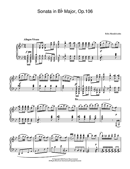 Preview Felix Mendelssohn Sonata in B Flat Major, Op.106 Classical sheet music, notes and chords for Piano, SKU: 28175 sheet music, piano notes, chords, guitar tabs, score, transpose, transcribe, how to play, guide, download, learn, tutorial, progression, song, artist, awards, billboard, mtv, vh1, tour, single, album, release