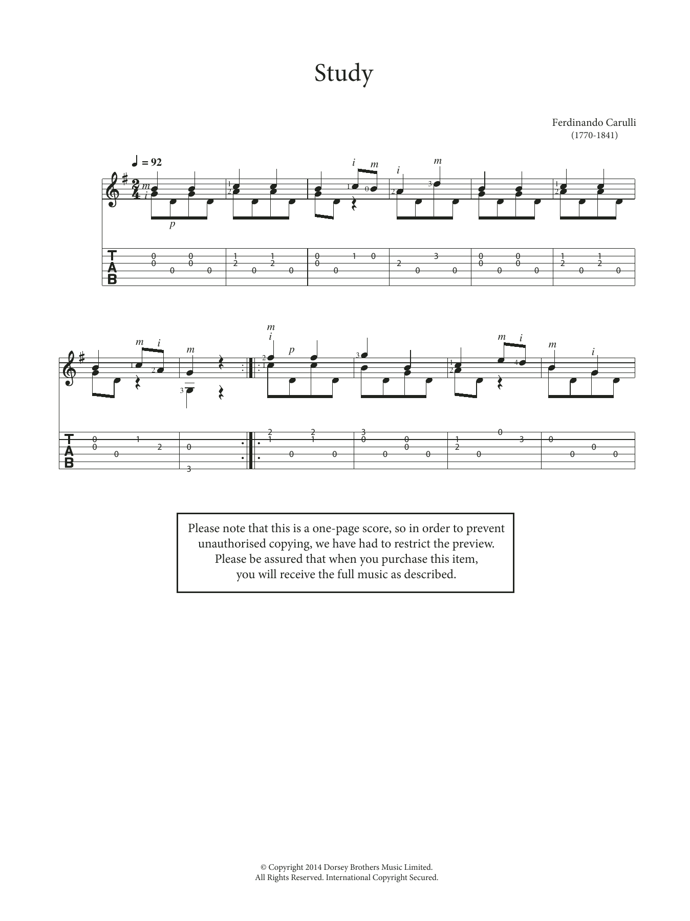 Download Ferdinando Carulli Study sheet music and printable PDF score & Classical music notes