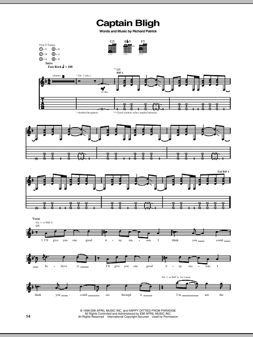 Filter Captain Bligh Sheet Music & Chords for Guitar Tab - Download or Print PDF
