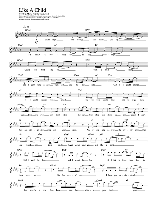 Preview Fitzgerald Scott Like A Child Pop sheet music, notes and chords for Melody Line, Lyrics & Chords, SKU: 14091 sheet music, piano notes, chords, guitar tabs, score, transpose, transcribe, how to play, guide, download, learn, tutorial, progression, song, artist, awards, billboard, mtv, vh1, tour, single, album, release