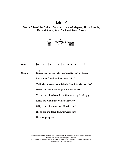 Download Five Mr. Z sheet music and printable PDF score & Pop music notes