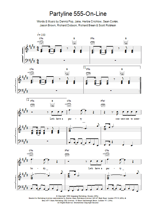 Download Five Partyline 555 On Line sheet music and printable PDF score & Pop music notes