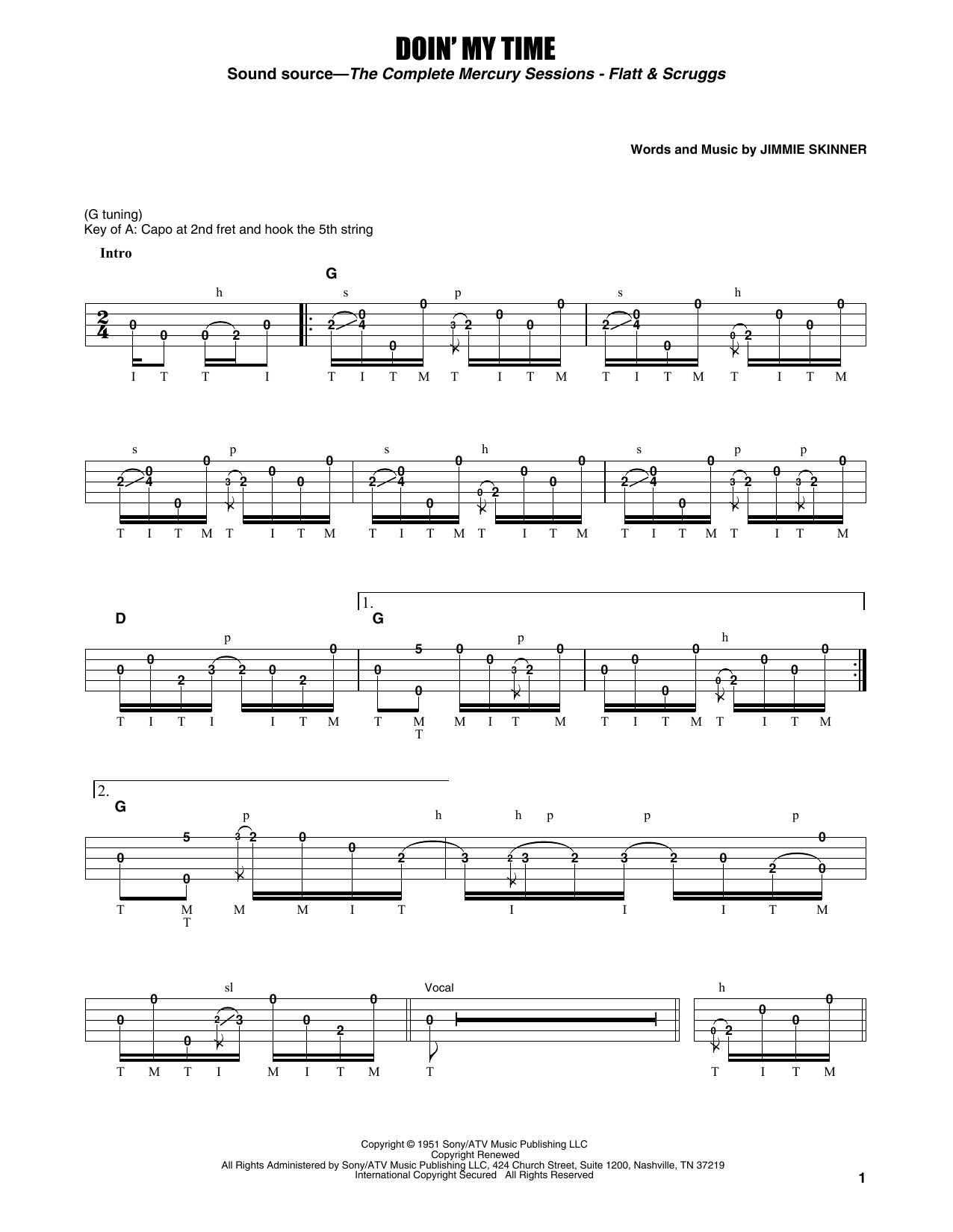 Flatt & Doin' My Time Sheet Music | Download PDF Score - Tab SKU 543148