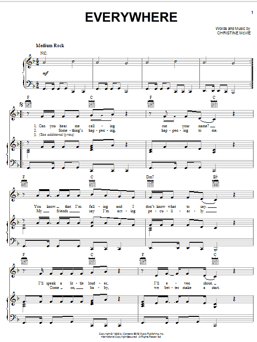 Preview Fleetwood Mac Everywhere Rock sheet music, notes and chords for Guitar Tab, SKU: 51245 sheet music, piano notes, chords, guitar tabs, score, transpose, transcribe, how to play, guide, download, learn, tutorial, progression, song, artist, awards, billboard, mtv, vh1, tour, single, album, release