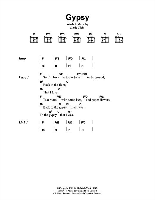 Preview Fleetwood Mac Gypsy Rock sheet music, notes and chords for Guitar Tab, SKU: 51255 sheet music, piano notes, chords, guitar tabs, score, transpose, transcribe, how to play, guide, download, learn, tutorial, progression, song, artist, awards, billboard, mtv, vh1, tour, single, album, release