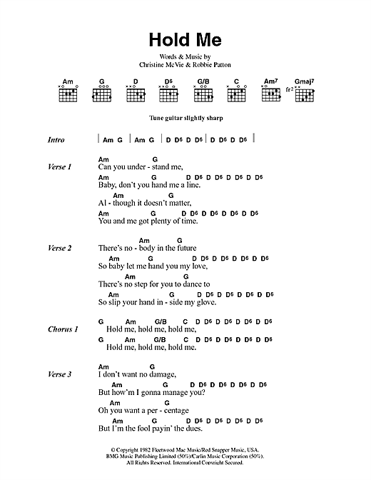 Preview Fleetwood Mac Hold Me Rock sheet music, notes and chords for Guitar Tab, SKU: 51256 sheet music, piano notes, chords, guitar tabs, score, transpose, transcribe, how to play, guide, download, learn, tutorial, progression, song, artist, awards, billboard, mtv, vh1, tour, single, album, release
