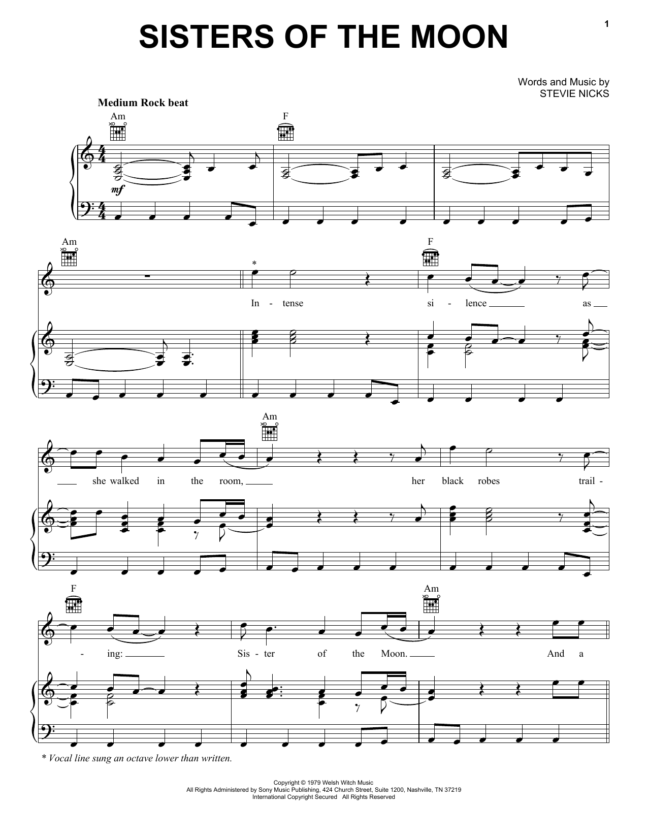 Download Fleetwood Mac Sisters Of The Moon sheet music and printable PDF score & Pop music notes