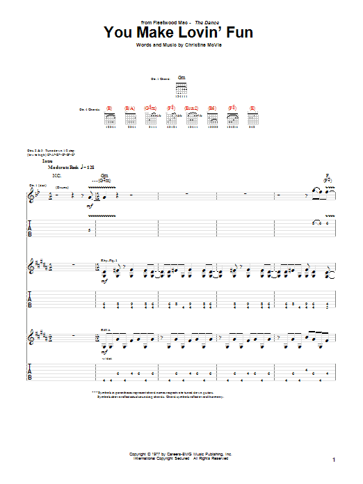 Preview Fleetwood Mac You Make Lovin' Fun Rock sheet music, notes and chords for Easy Guitar Tab, SKU: 73037 Download Fleetwood Mac You Make Lovin' Fun sheet music and printable PDF score & Rock music notes