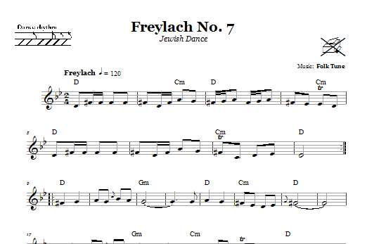 Preview Folk Tune Freylach No. 7 (Jewish Dance) Religious sheet music, notes and chords for Melody Line, Lyrics & Chords, SKU: 66539 Download Folk Tune Freylach No. 7 (Jewish Dance) sheet music and printable PDF score & Religious music notes