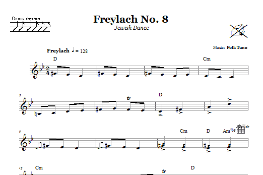 Preview Folk Tune Freylach No. 8 (Jewish Dance) Religious sheet music, notes and chords for Melody Line, Lyrics & Chords, SKU: 66540 sheet music, piano notes, chords, guitar tabs, score, transpose, transcribe, how to play, guide, download, learn, tutorial, progression, song, artist, awards, billboard, mtv, vh1, tour, single, album, release