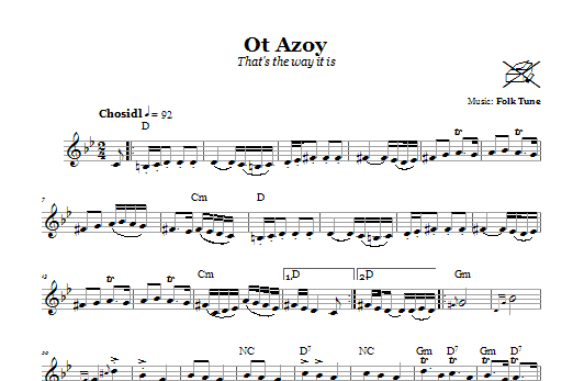 Preview Folk Tune Ot Azoy (That's The Way It Is) Religious sheet music, notes and chords for Melody Line, Lyrics & Chords, SKU: 66624 Download Folk Tune Ot Azoy (That's The Way It Is) sheet music and printable PDF score & Religious music notes