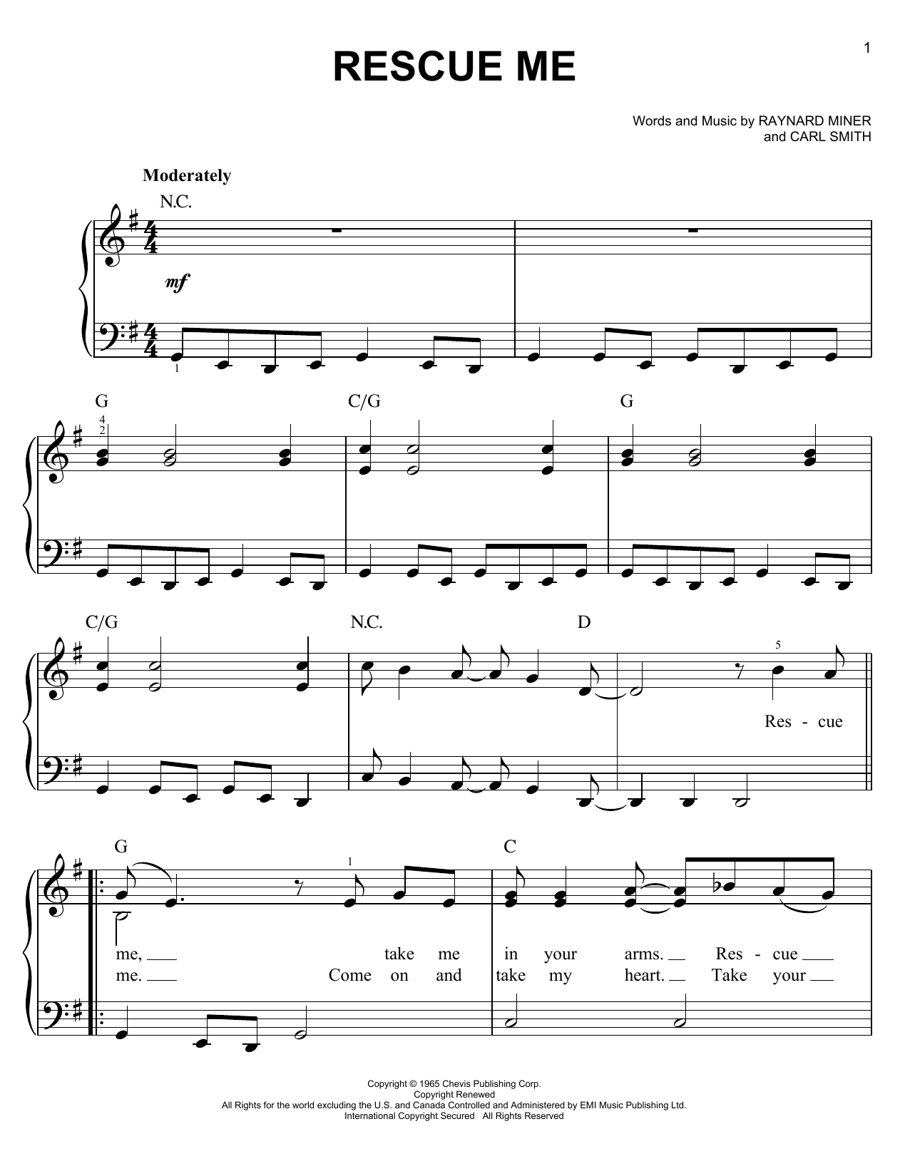 Download Aretha Franklin Rescue Me sheet music and printable PDF score & Pop music notes