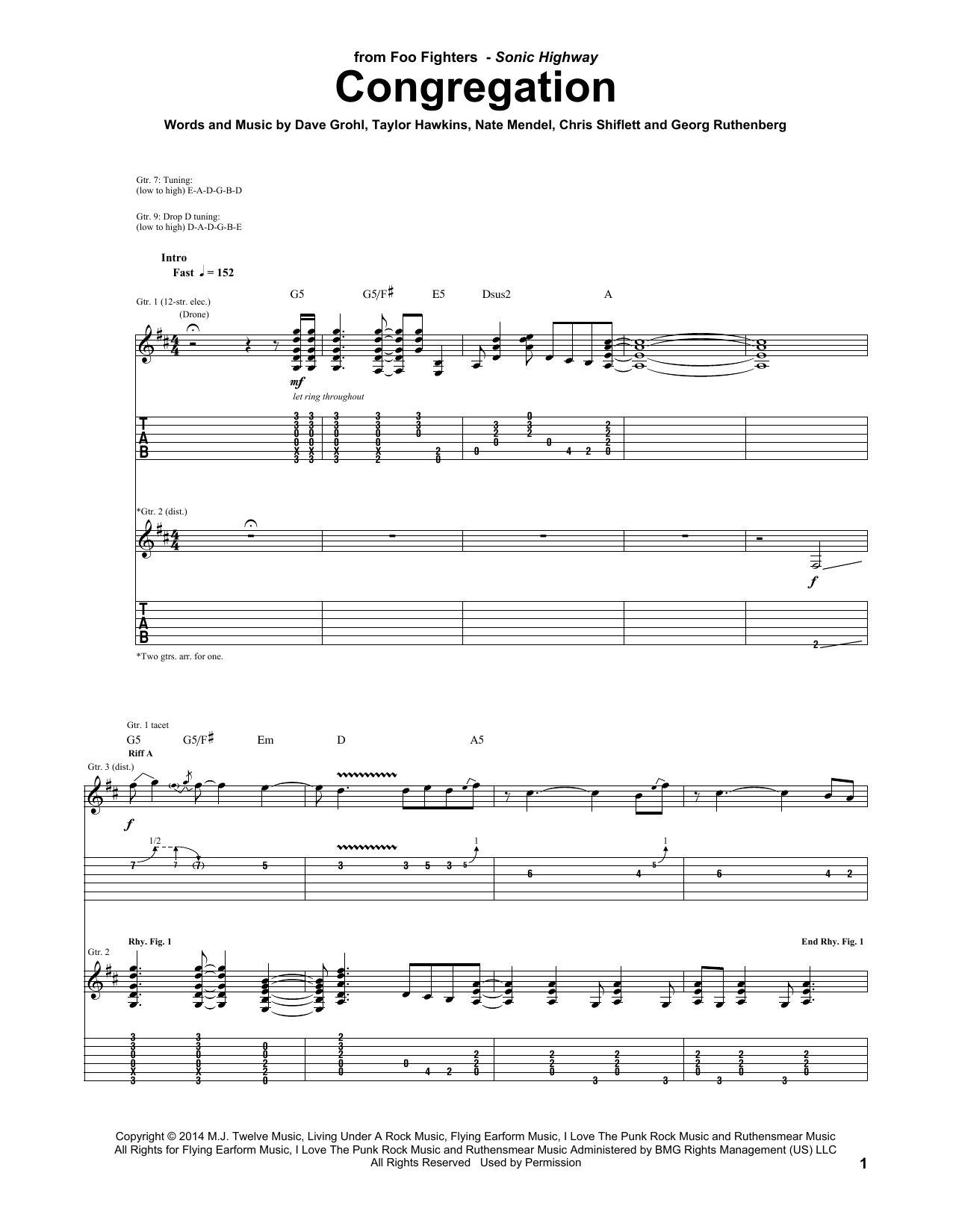 Congregation Sheet Music Notes Foo Fighters Chords Download