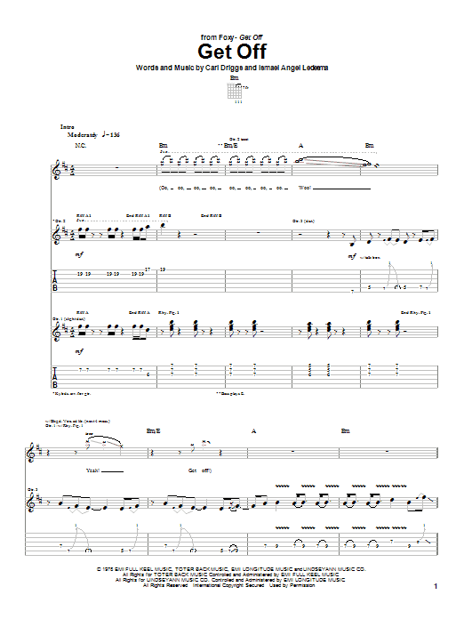 Download Foxy Get Off sheet music and printable PDF score & Pop music notes