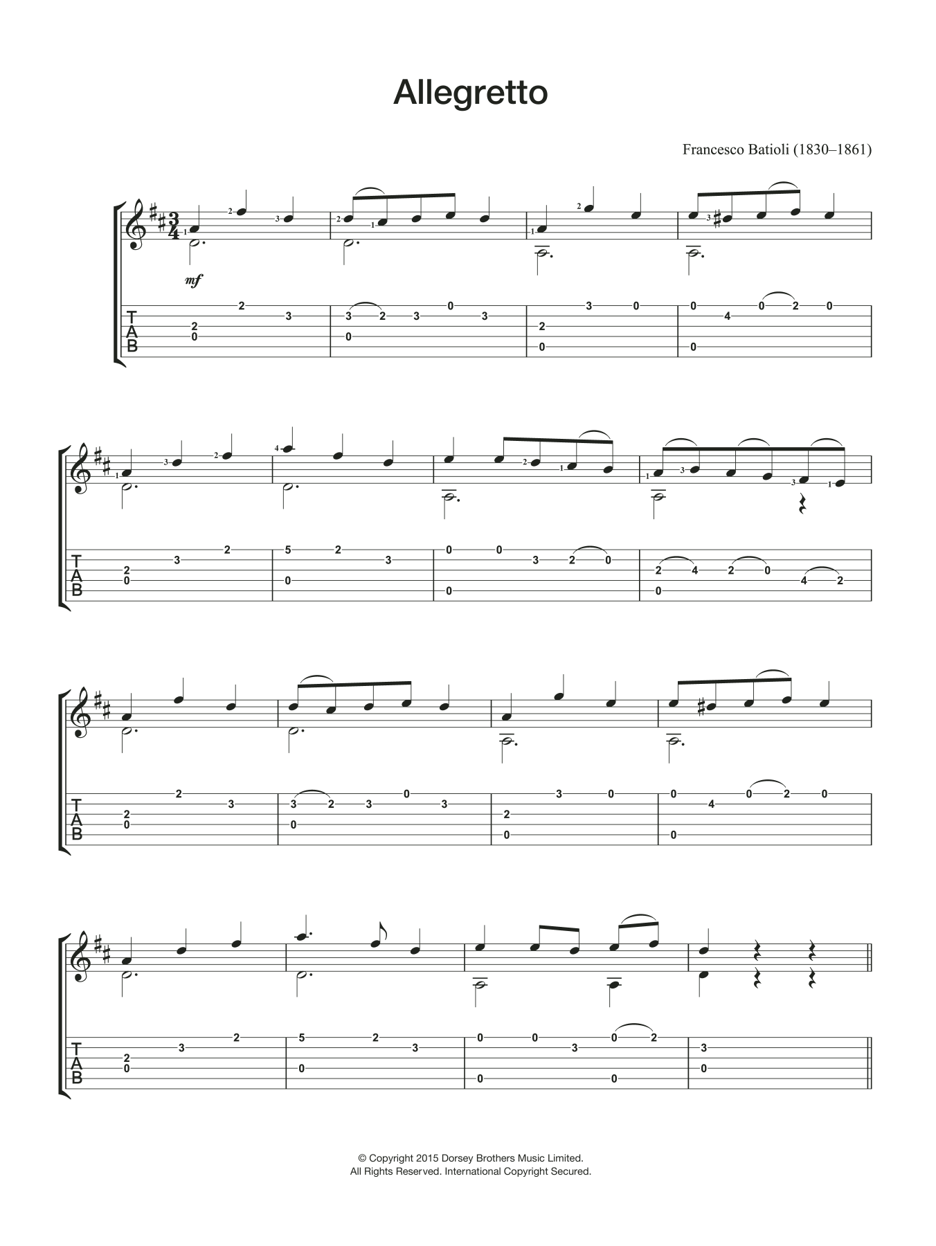 Download Francesco Batioli Allegretto sheet music and printable PDF score & Classical music notes