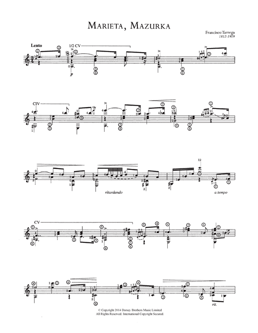 Preview Francisco Tarrega Marieta, Mazurka Classical sheet music, notes and chords for Guitar, SKU: 118886 sheet music, piano notes, chords, guitar tabs, score, transpose, transcribe, how to play, guide, download, learn, tutorial, progression, song, artist, awards, billboard, mtv, vh1, tour, single, album, release