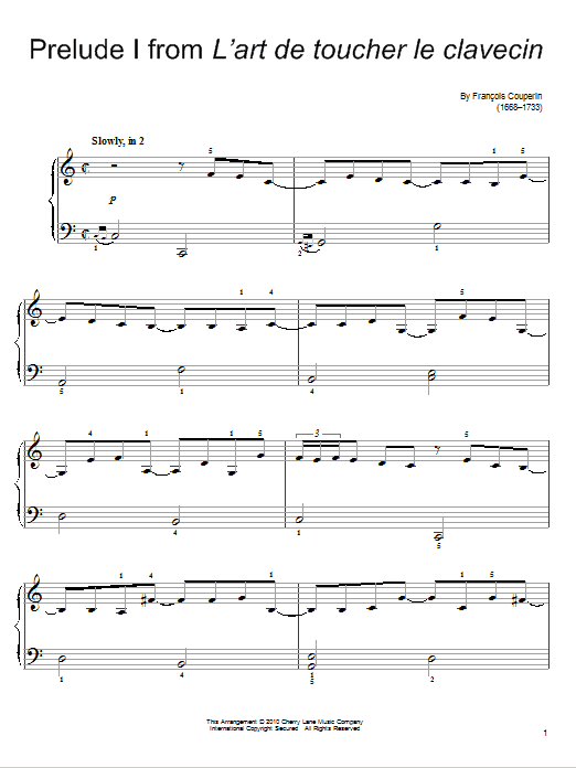 Preview Francois Couperin Prelude Classical sheet music, notes and chords for Easy Piano, SKU: 76043 Download Francois Couperin Prelude sheet music and printable PDF score & Classical music notes