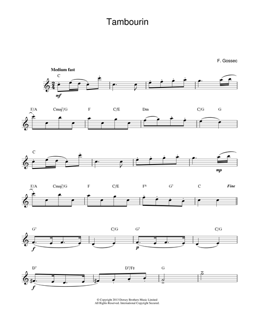 Preview Francois Gossec Tambourin Classical sheet music, notes and chords for Melody Line & Chords, SKU: 14178 sheet music, piano notes, chords, guitar tabs, score, transpose, transcribe, how to play, guide, download, learn, tutorial, progression, song, artist, awards, billboard, mtv, vh1, tour, single, album, release