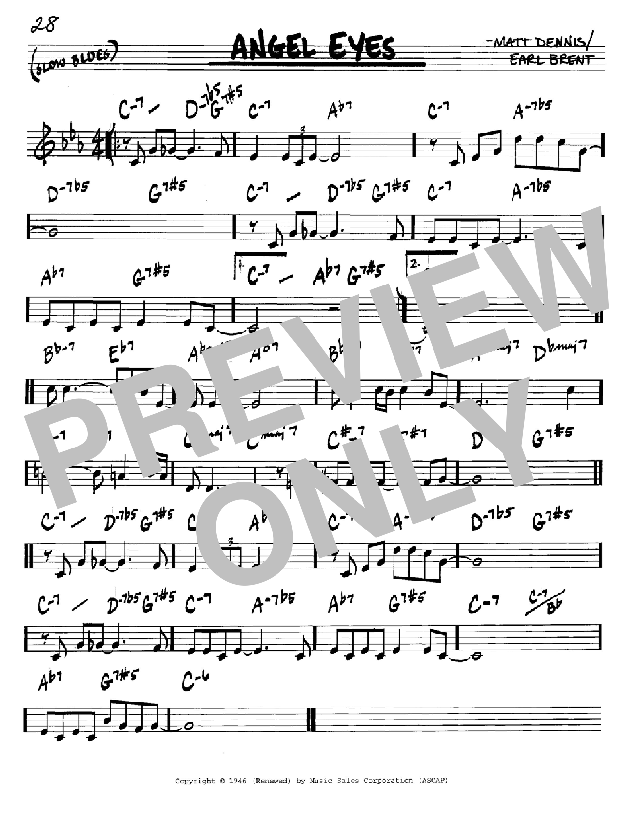 Download Frank Sinatra Angel Eyes sheet music and printable PDF score & Jazz music notes
