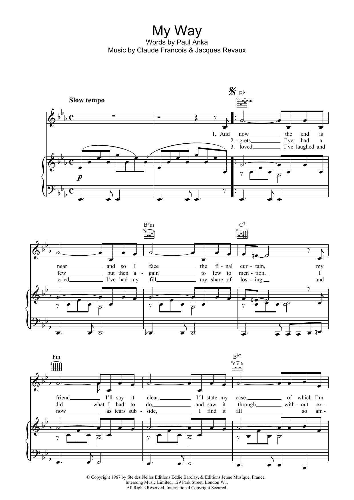 Download Frank Sinatra My Way sheet music and printable PDF score & Jazz music notes