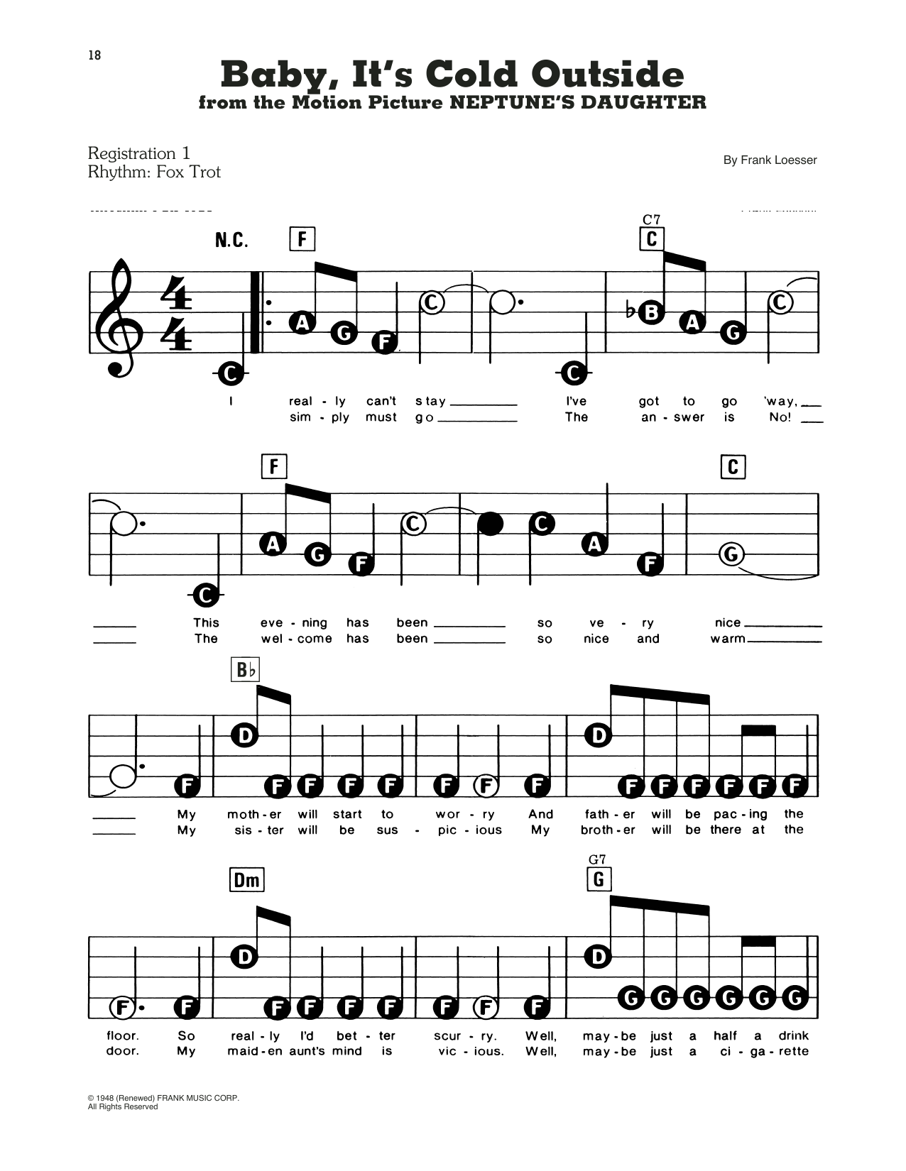 Preview Frank Loesser Baby, It's Cold Outside Ballad sheet music, notes and chords for Piano Duet, SKU: 52085 sheet music, piano notes, chords, guitar tabs, score, transpose, transcribe, how to play, guide, download, learn, tutorial, progression, song, artist, awards, billboard, mtv, vh1, tour, single, album, release