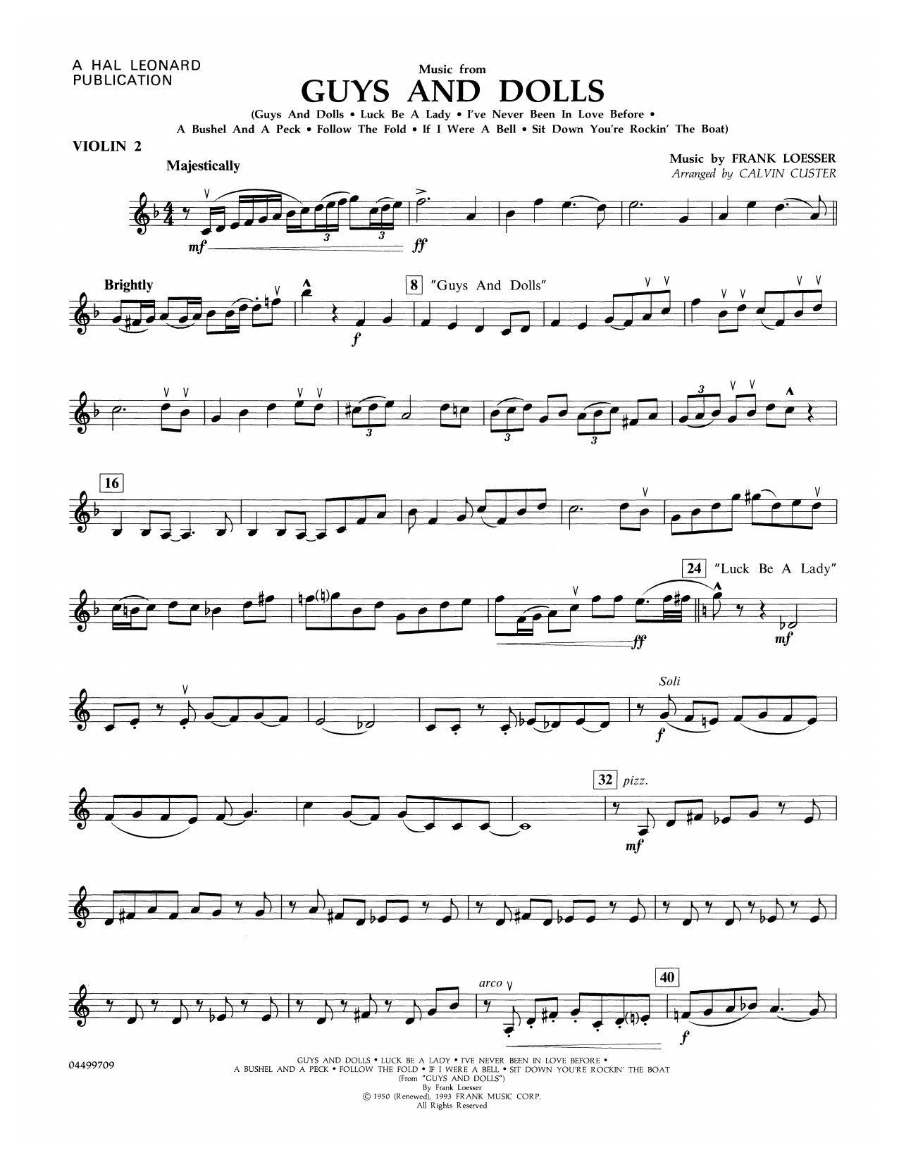 Preview Frank Loesser Music from Guys and Dolls (arr. Calvin Custer) - Percussion 1 Broadway sheet music, notes and chords for Full Orchestra, SKU: 427302 sheet music, piano notes, chords, guitar tabs, score, transpose, transcribe, how to play, guide, download, learn, tutorial, progression, song, artist, awards, billboard, mtv, vh1, tour, single, album, release