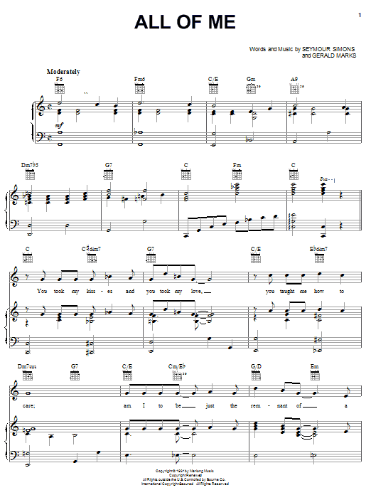 Preview Frank Sinatra All Of Me Jazz sheet music, notes and chords for Piano, Vocal & Guitar (Right-Hand Melody), SKU: 13627 sheet music, piano notes, chords, guitar tabs, score, transpose, transcribe, how to play, guide, download, learn, tutorial, progression, song, artist, awards, billboard, mtv, vh1, tour, single, album, release