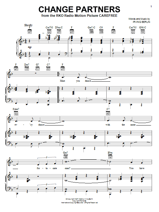 Download Frank Sinatra Change Partners sheet music and printable PDF score & Folk music notes
